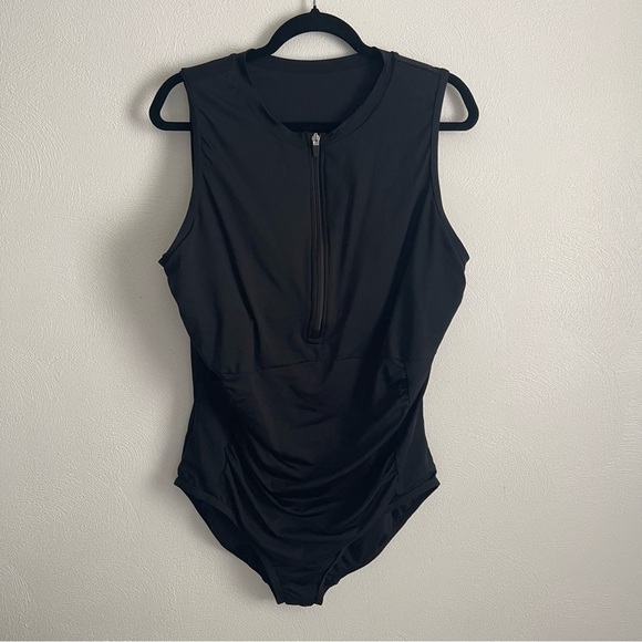 Lands' End Other - Women's Lands end One Piece Black Bathing Suit NWOT zip front padded bra